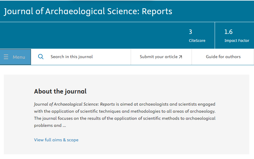 Journal of Archaeological Science-Reports