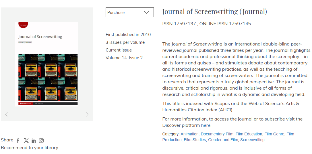Journal of Screenwriting