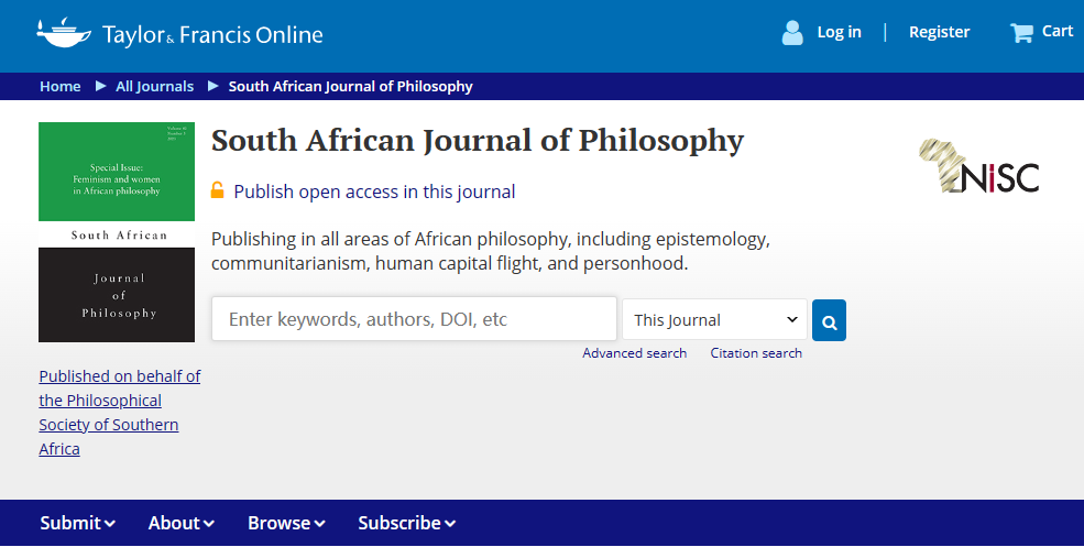 SOUTH AFRICAN JOURNAL OF PHILOSOPHY