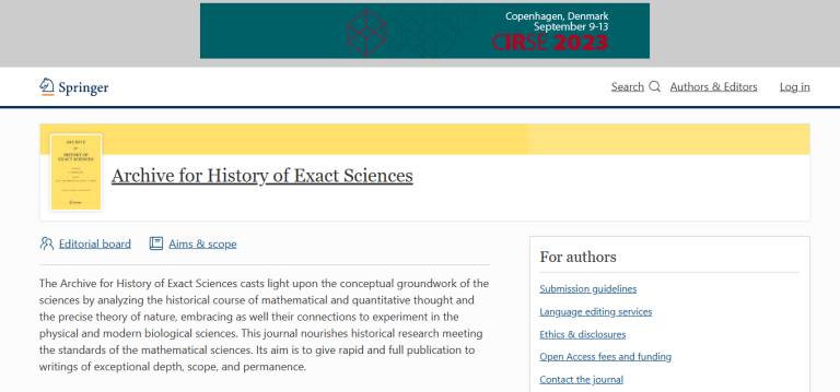 Archive for History of Exact Sciences