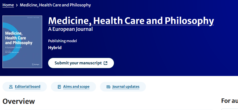 Medicine Health Care and Philosophy
