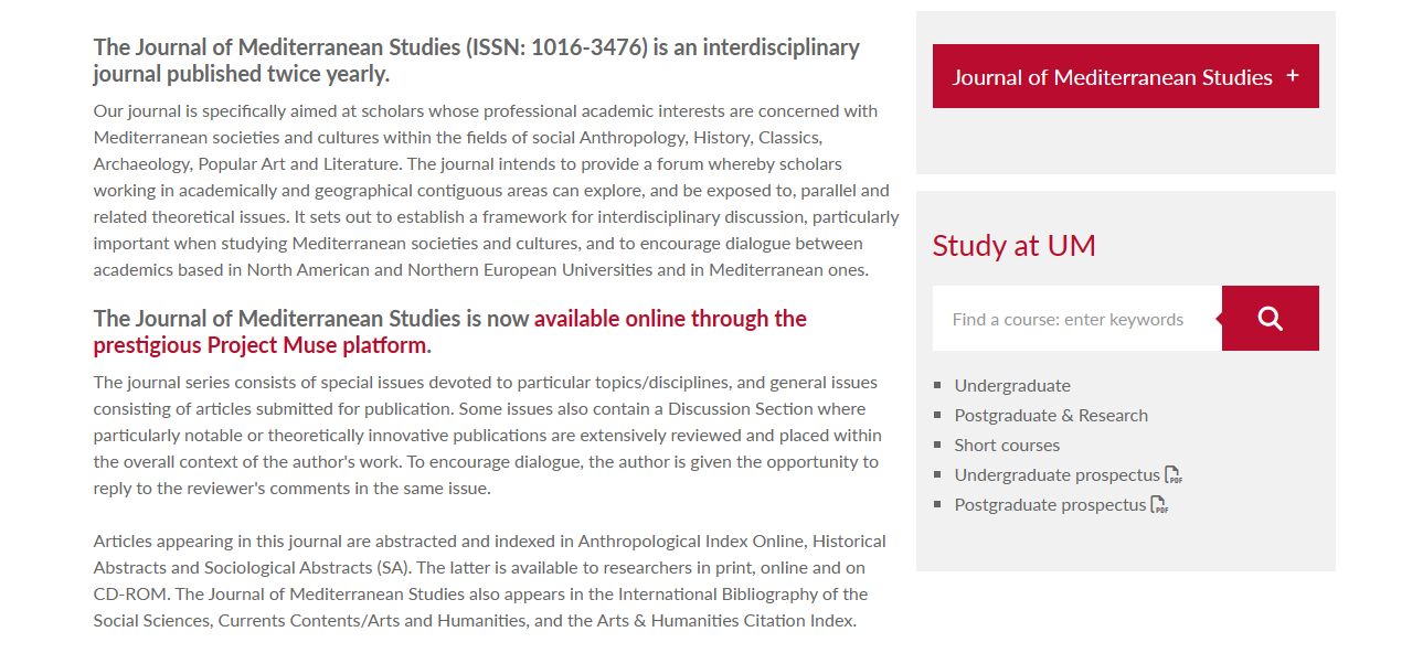 Journal of Mediterranean Studies