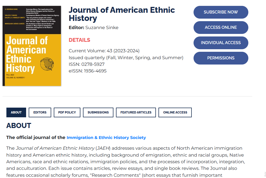 Journal of American Ethnic History