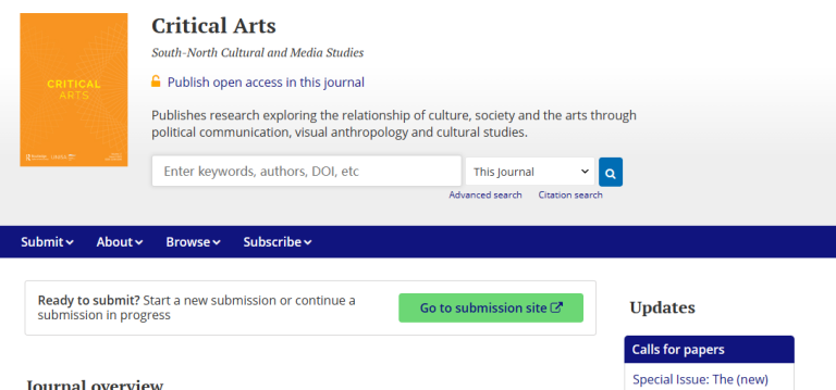 Critical Arts-South-North Cultural and Media Studies