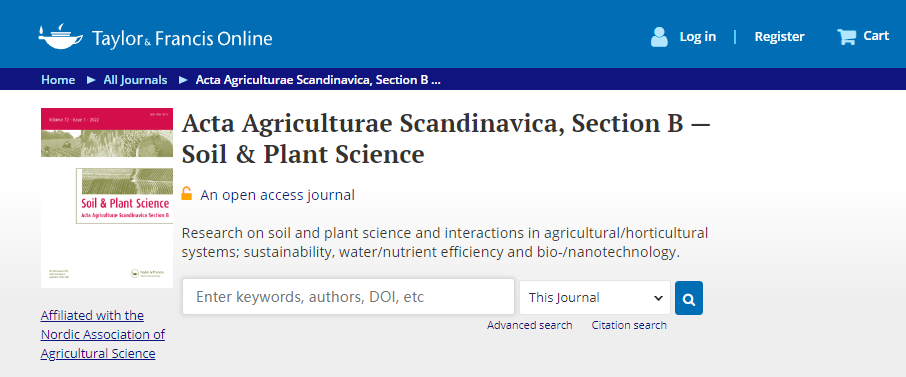 Acta Agriculturae Scandinavica Section B-Soil and Plant Science