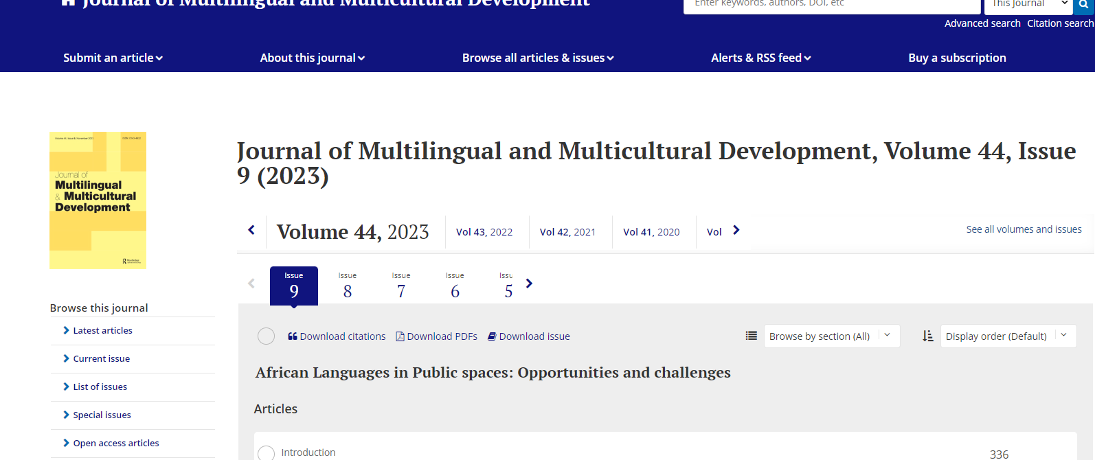 Journal of Multilingual and Multicultural Development