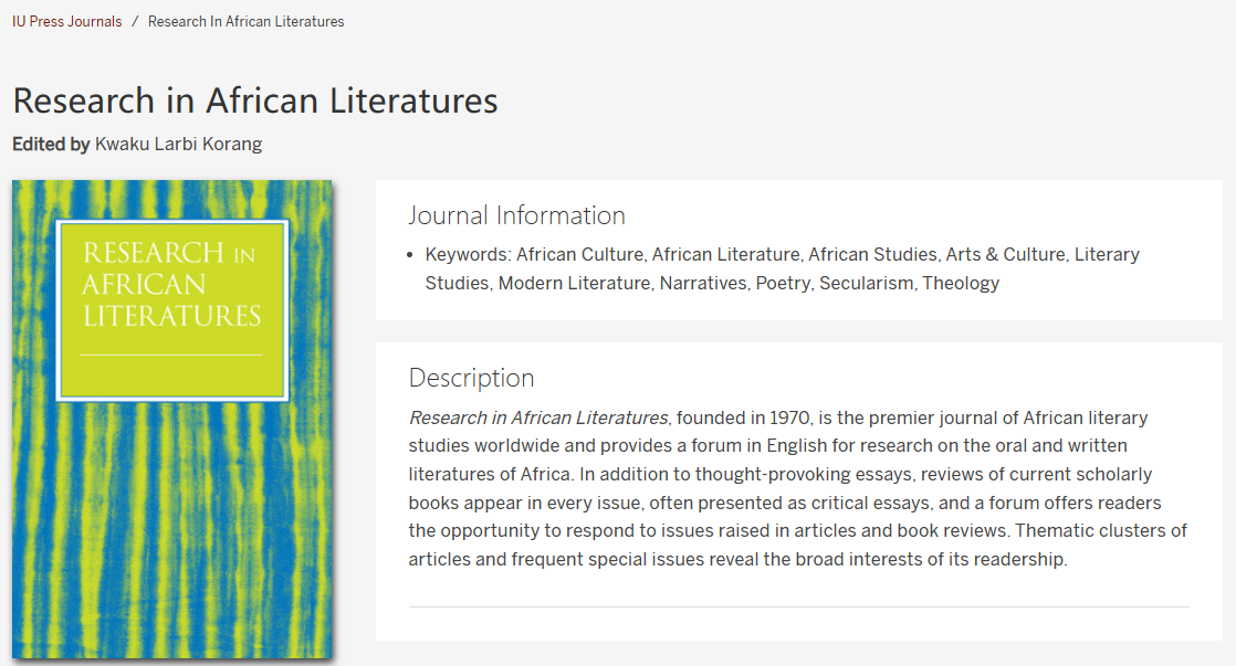 Research in African Literatures