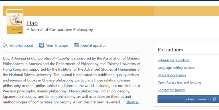 Dao-a Journal of Comparative Philosophy
