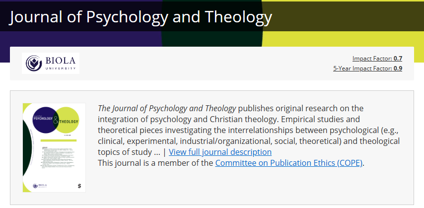 Journal of Psychology and Theology