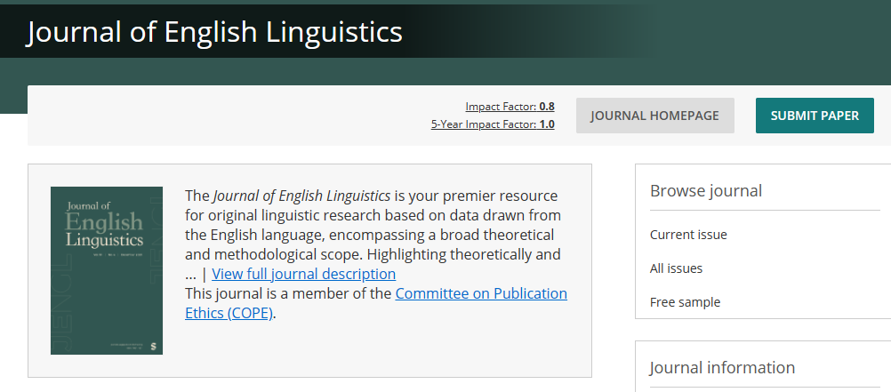 Journal of English Linguistics
