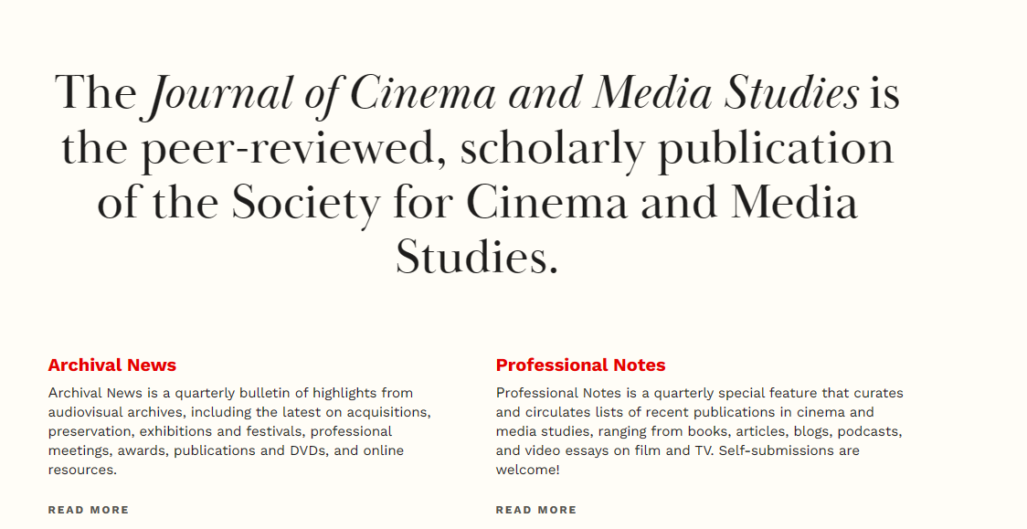 Jcms-Journal of Cinema and Media Studies