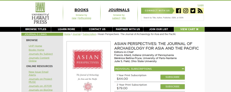 Asian Perspectives-the Journal of Archaeology for Asia and the Pacific