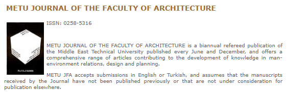 METU Journal of the Faculty of Architecture
