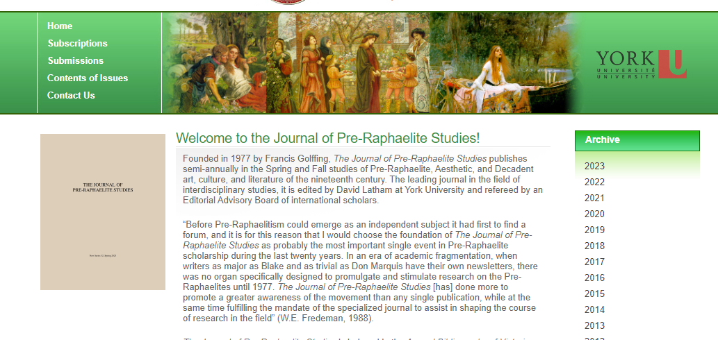 Journal of Pre-Raphaelite Studies-New Series