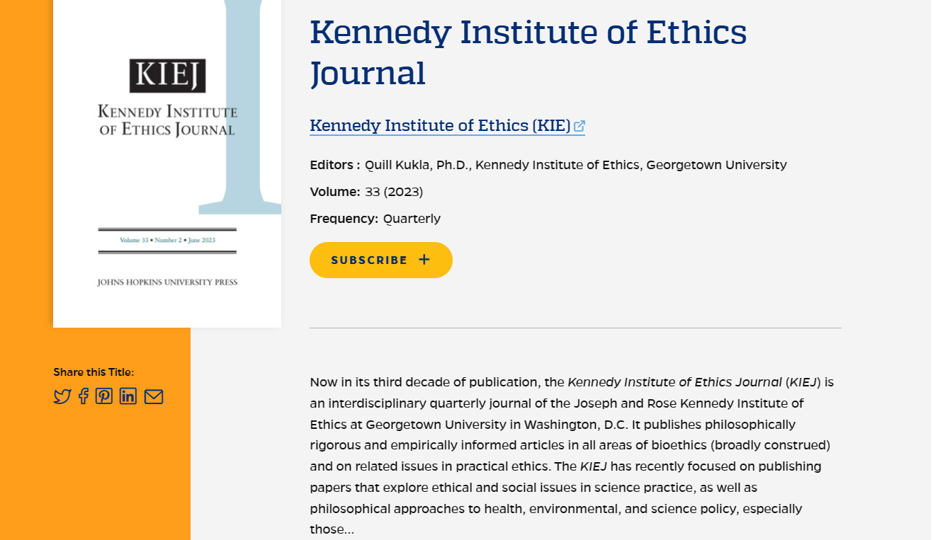 Kennedy Institute of Ethics Journal