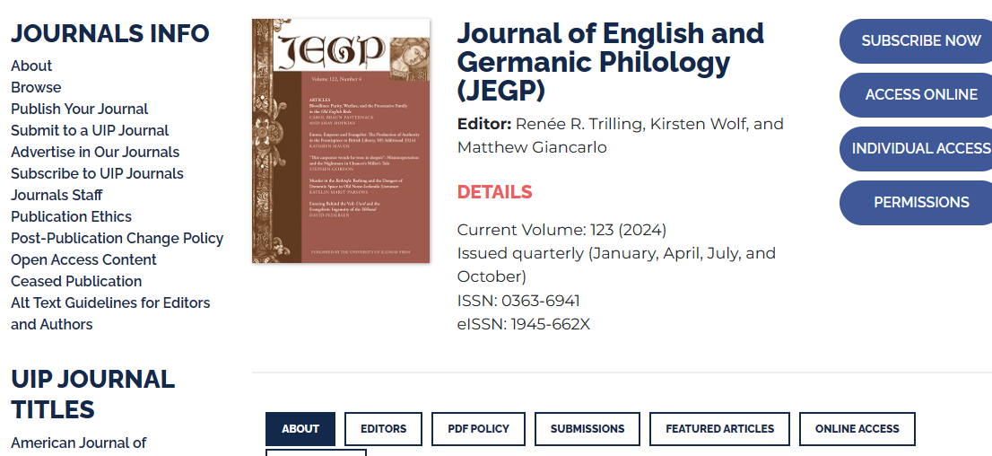 Journal of English and Germanic Philology