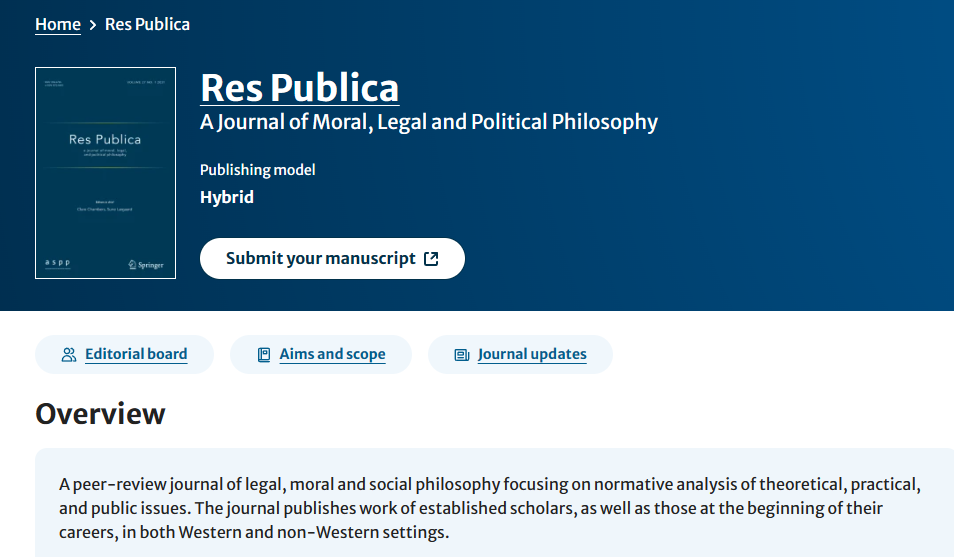 Res Publica-A Journal of Moral Legal and Political Philosophy