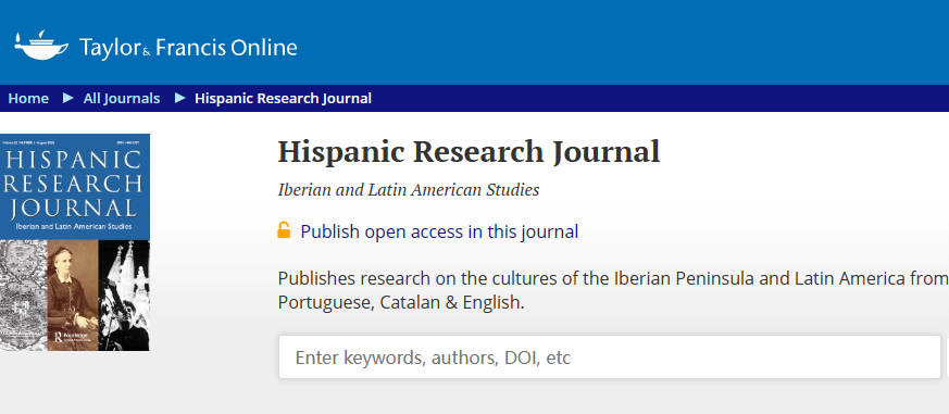 Hispanic Research Journal-Iberian and Latin American Studies