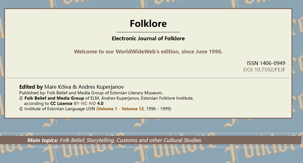 Folklore-Electronic Journal of Folklore
