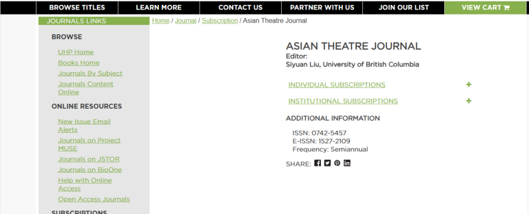 Asian Theatre Journal