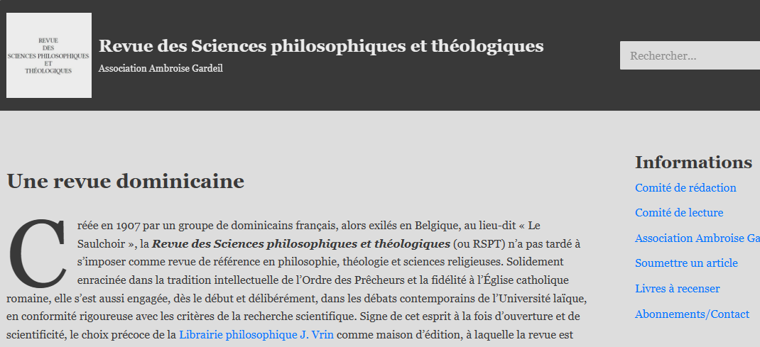 Revue des Sciences Philosophiques et Theologiques