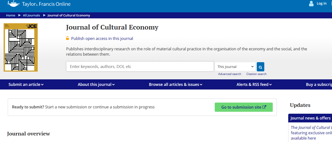 Journal of Cultural Economy