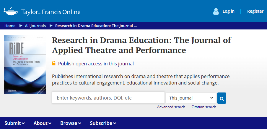 Research in Drama Education: The Journal of Applied Theatre and Performance