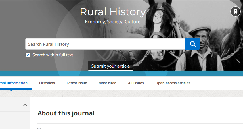 Rural History-Economy Society Culture