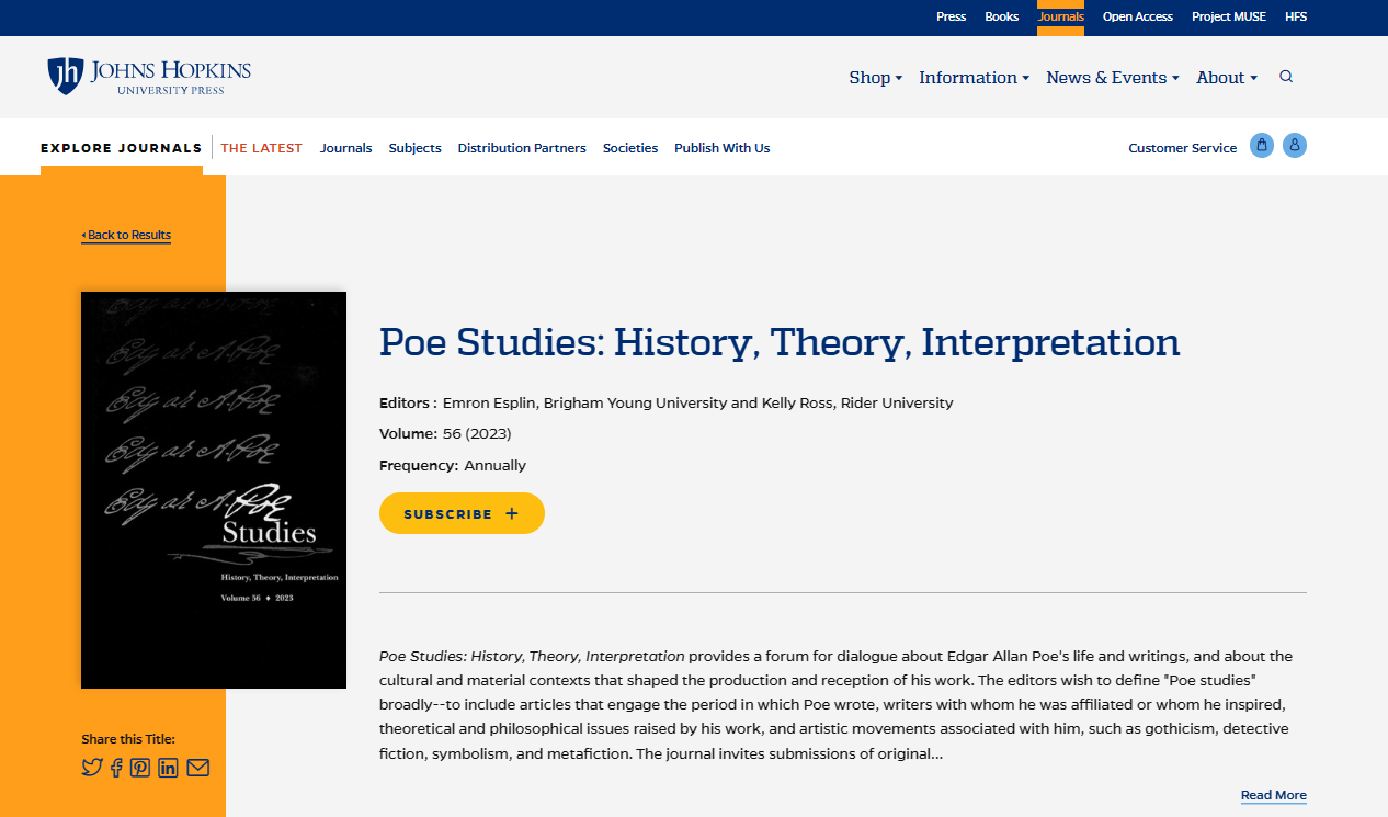 Poe Studies-History Theory Interpretation