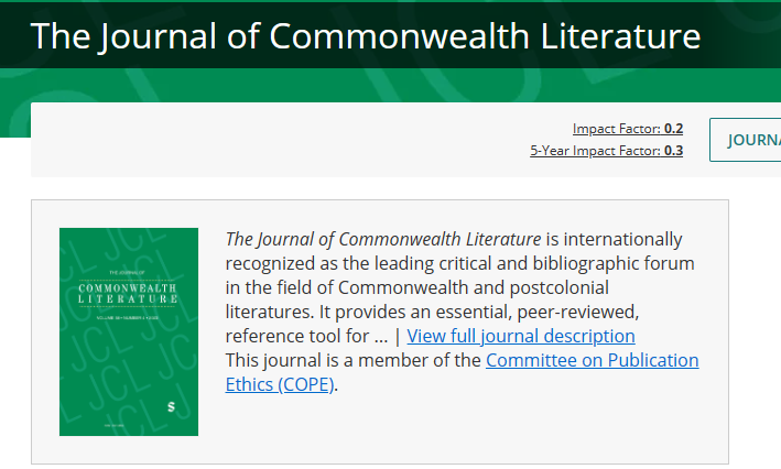 Journal of Commonwealth Literature