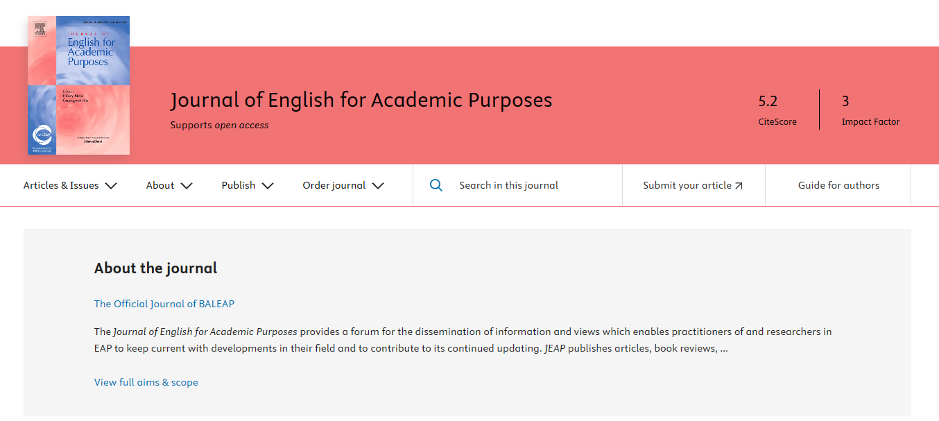 Journal of English for Academic Purposes