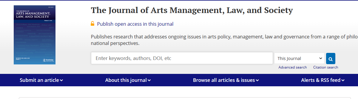 Journal of Arts Management Law  and Society