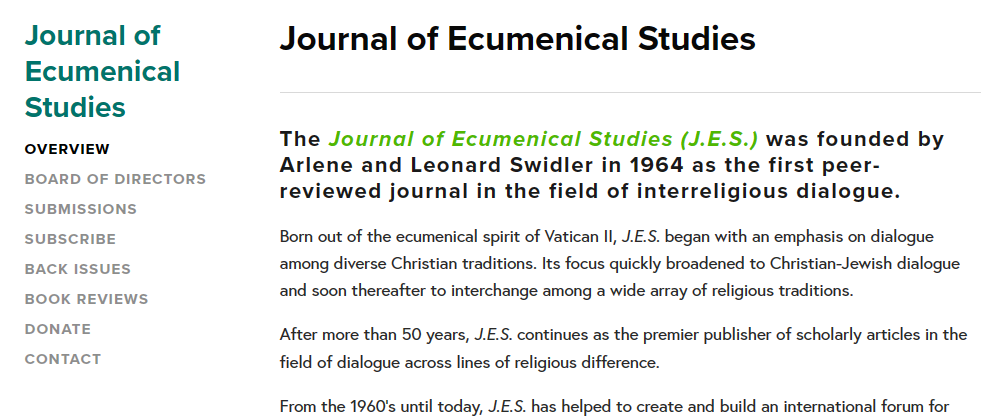 Journal of Ecumenical Studies