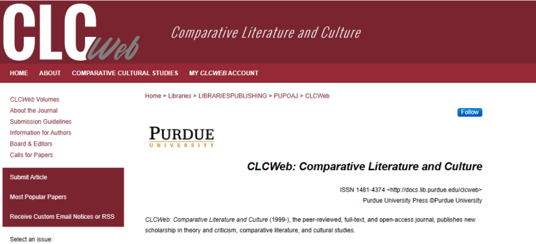 Clcweb-Comparative Literature and Culture