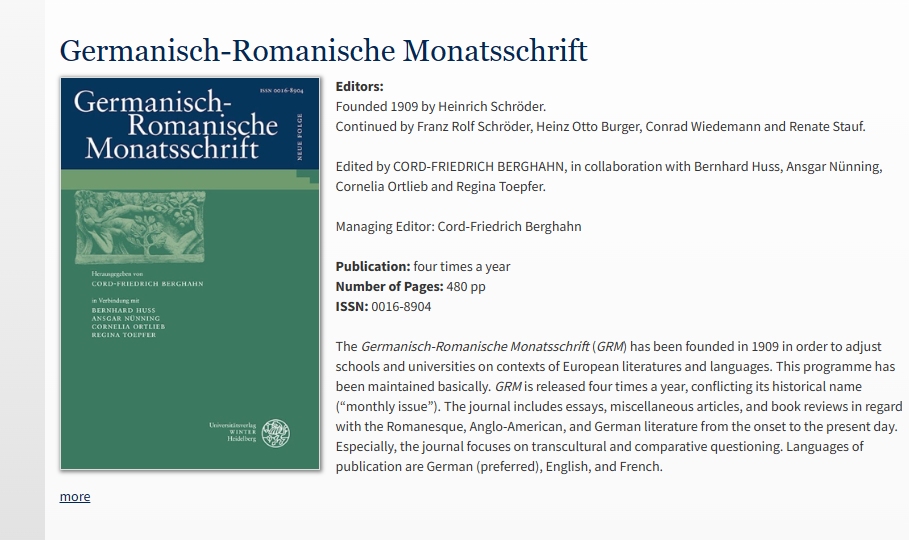 Germanisch-Romanische Monatsschrift