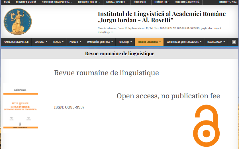 Revue roumaine de Linguistique-Romanian Review of Linguistics