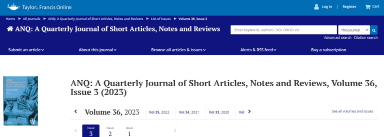 ANQ-A Quarterly Journal of Short Articles Notes and Reviews
