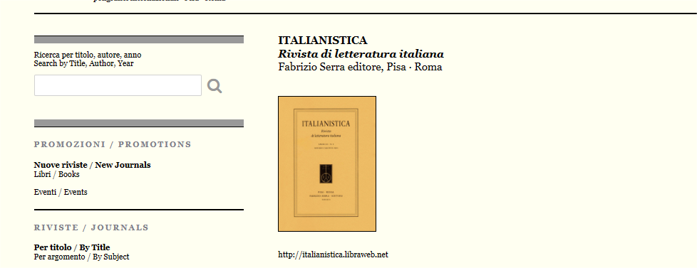 Italianistica-Rivista di Letteratura Italiana