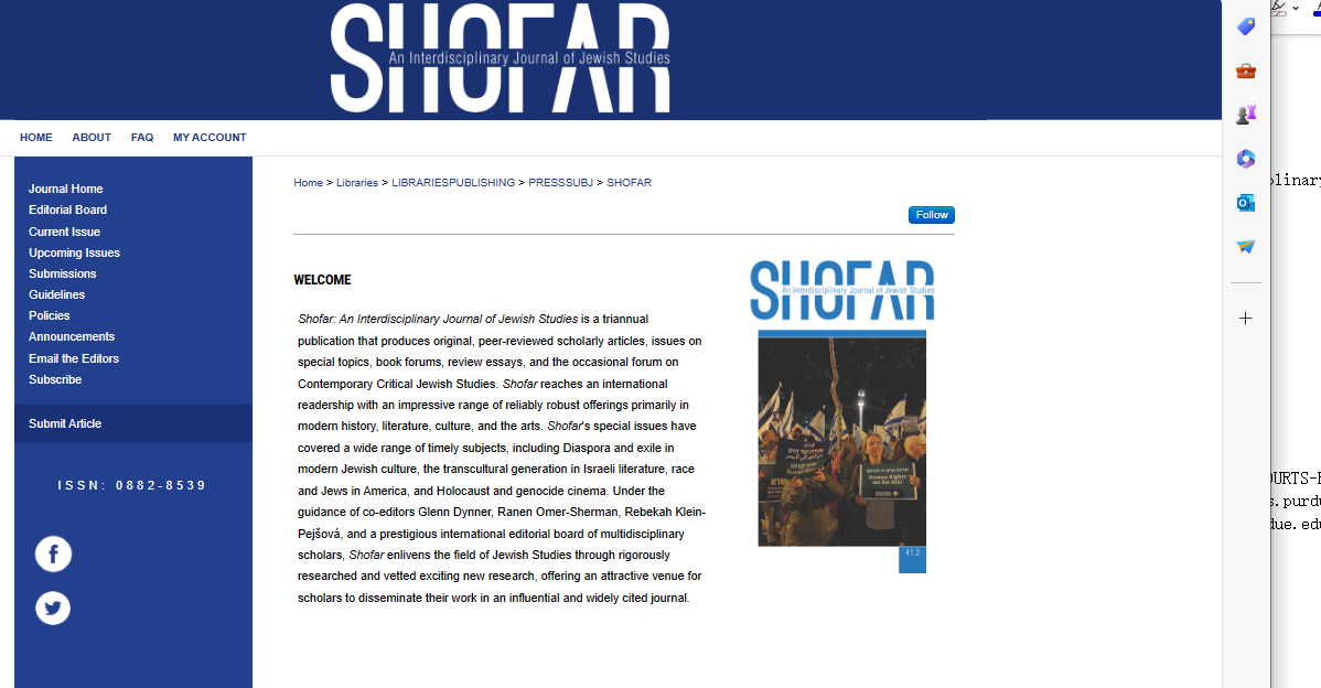 Shofar-An Interdisciplinary Journal of Jewish Studies