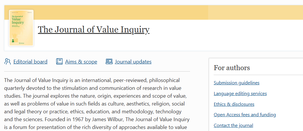 Journal of Value Inquiry