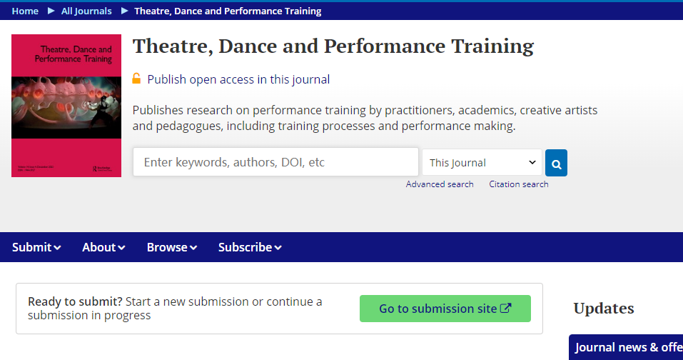 Theatre Dance and Performance Training