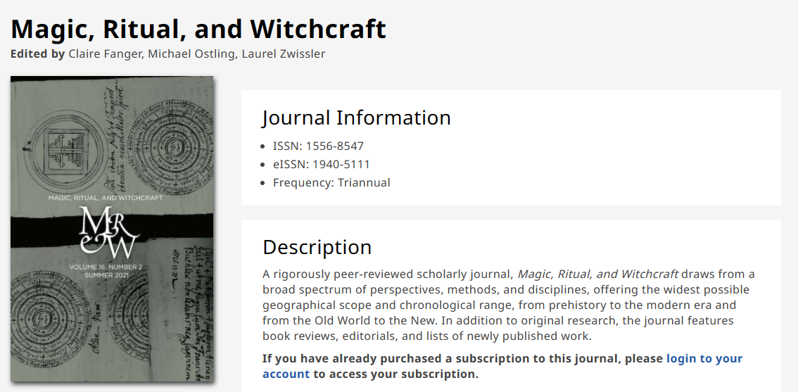 Magic Ritual and Witchcraft