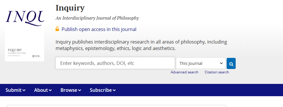 Inquiry-an Interdisciplinary Journal of Philosophy