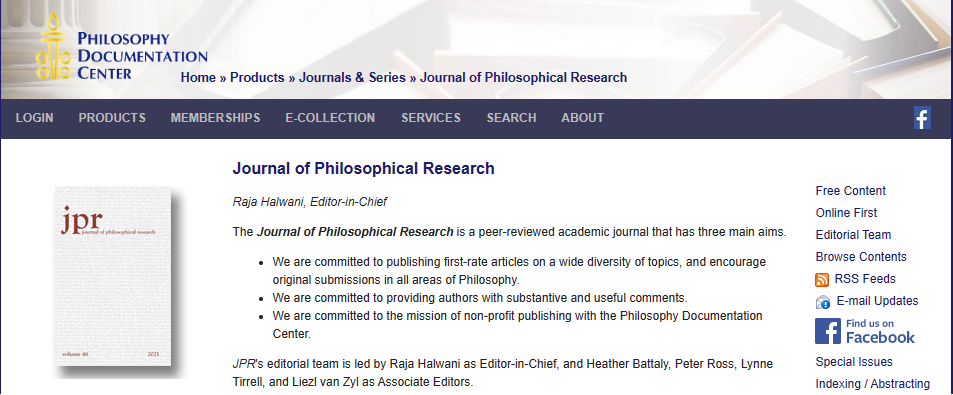 Journal of Philosophical Research