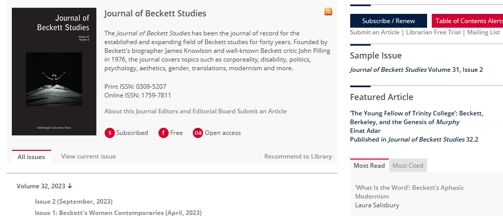 Journal of Beckett Studies
