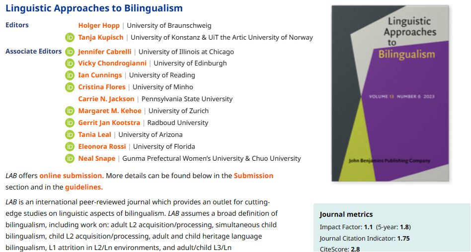 Linguistic Approaches to Bilingualism