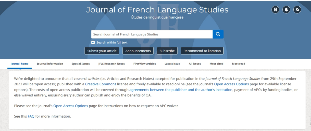 Journal of French Language Studies