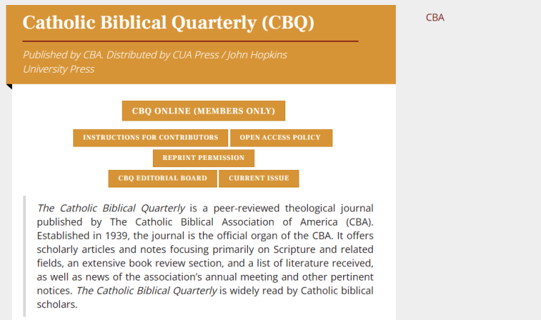 Catholic Biblical Quarterly