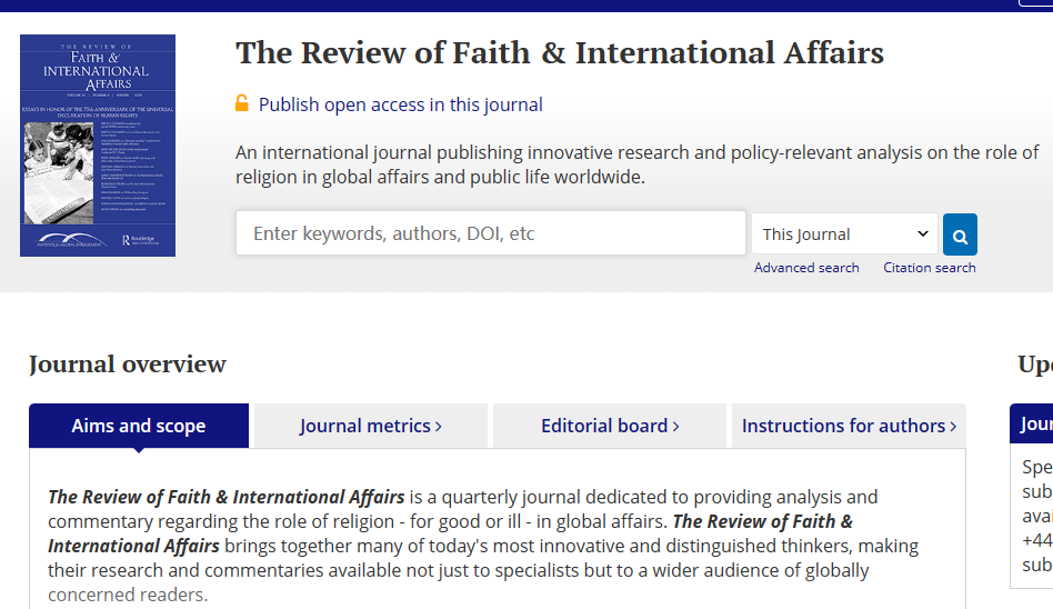Review of Faith & International Affairs