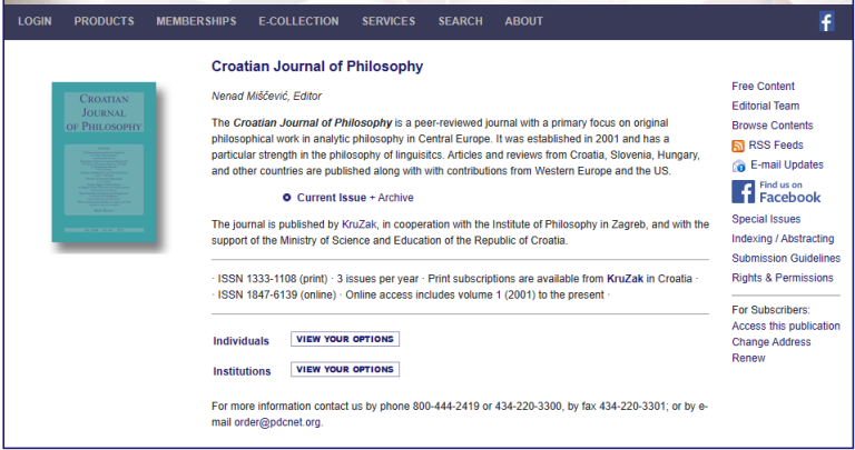 Croatian Journal of Philosophy